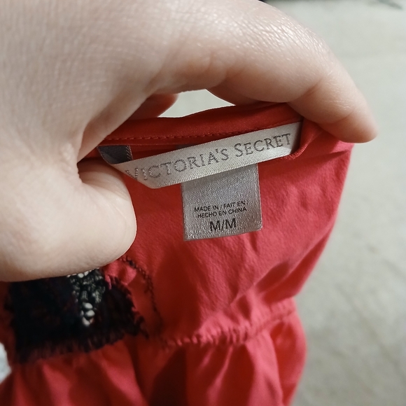 Victoria's Secret Pink with Black Lace Trim Satin-Like Polyester Teddy Size M - Picture 5 of 5